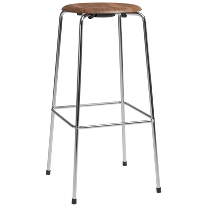 High Dot™ - M3170 Bar Stool W. 4 Legs by Fritz Hansen #M3170 Bar stool w. 4 legs / Clear Lacquered Veneer / Walnut (80) / Steel / Chrome