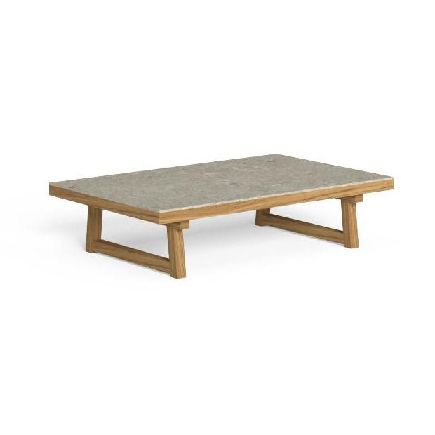 ALABAMA/WOOD - Sled base porcelain stoneware coffee table with iroko frame (Request Info).