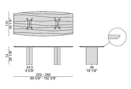 ALAN Bottle 4 Legs in wood finish (barrel shaped table).