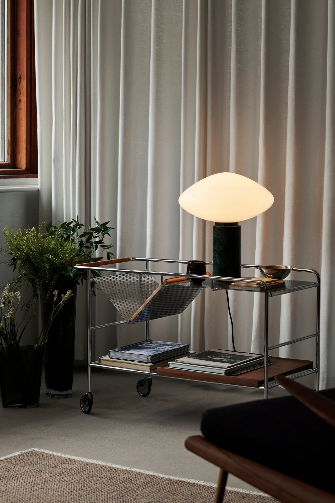 Alima NDS1 trolley, chrome - lacquered walnut