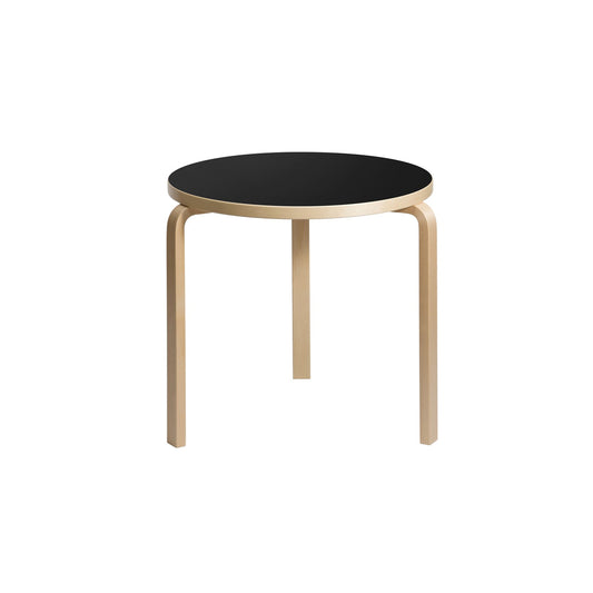 [Domestic Stock/Grade B] AALTO 90B - Round wooden table / Top-Black Linoleum