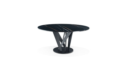 ALLIAGE ROUND DINING TABLE - MARMI SAHARA CERAMIC by Roche Bobois