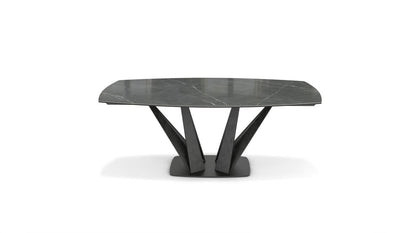 Alliage Dining Table Barrel/Oval by Roche Bobois #L. 200 x H. 75 x P. 113 cm/Marble | Gray lucida
