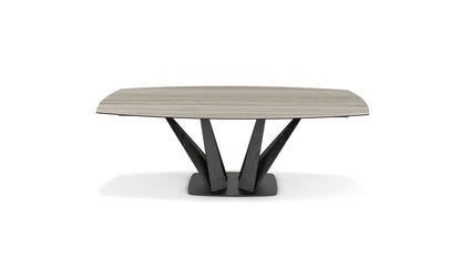 Alliage Dining Table Barrel/Oval by Roche Bobois #L. 220 x H. 75 x P. 115 cm/Marble | Travertino Grigio