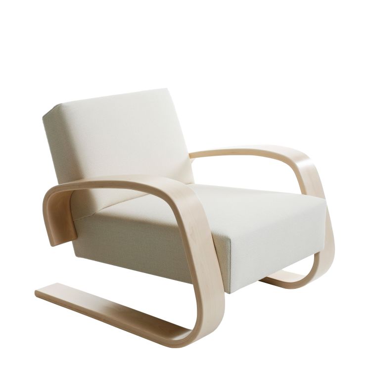 400 "TANK" - Cantilever wooden armchair with armrests (Request Info).
