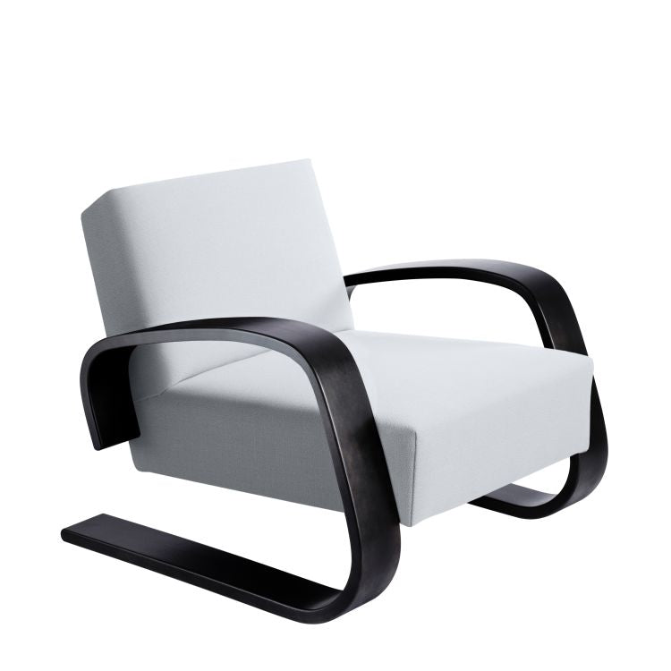 400 "TANK" - Cantilever wooden armchair with armrests (Request Info).