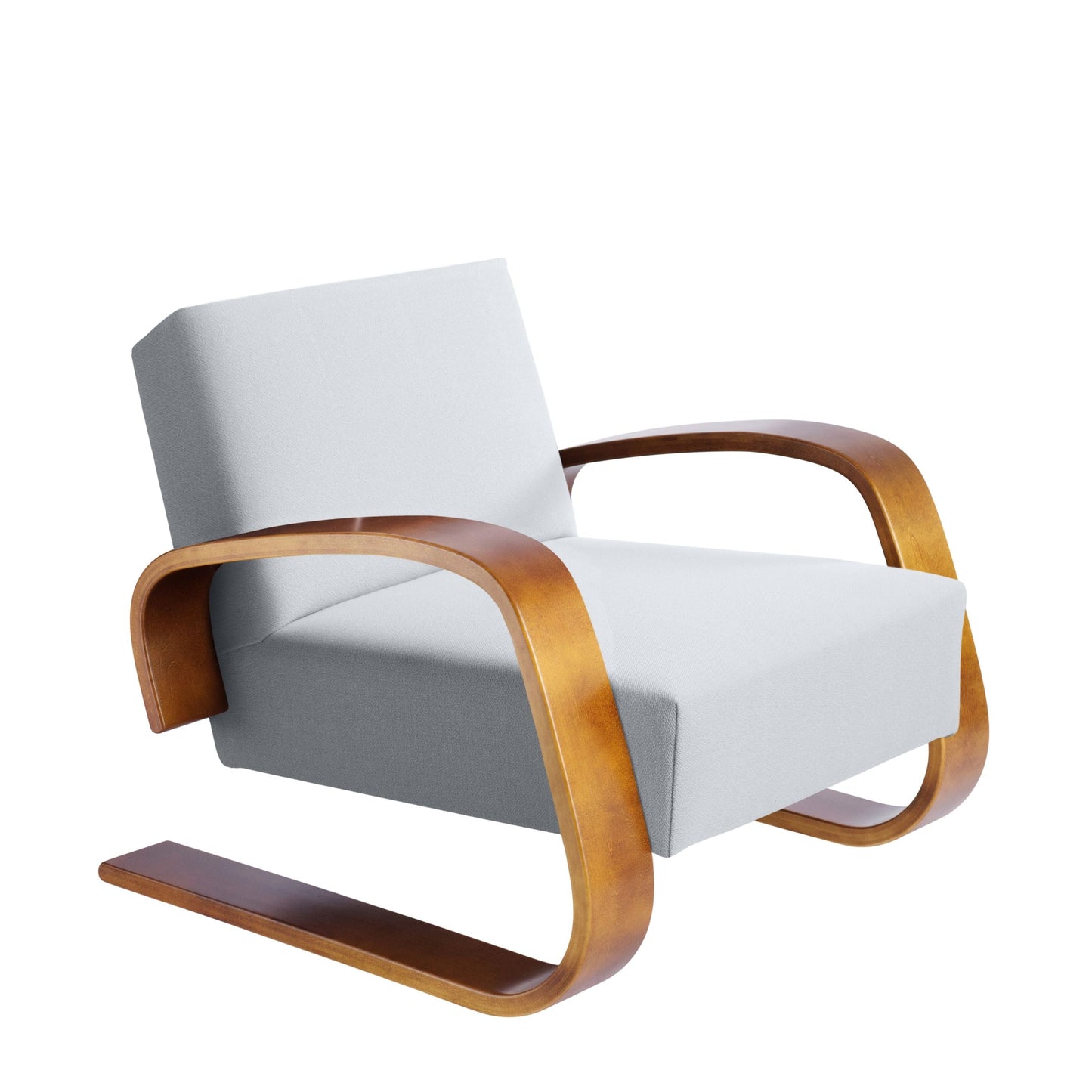 400 "TANK" - Cantilever wooden armchair with armrests (Request Info).