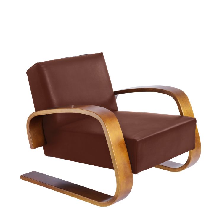 400 "TANK" - Cantilever wooden armchair with armrests (Request Info).