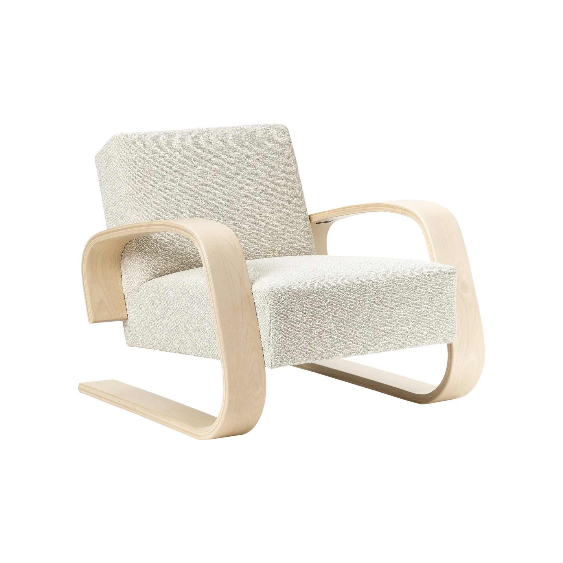 Artek Armchair 400 "Tank" — birch/natural white Nubia fabric