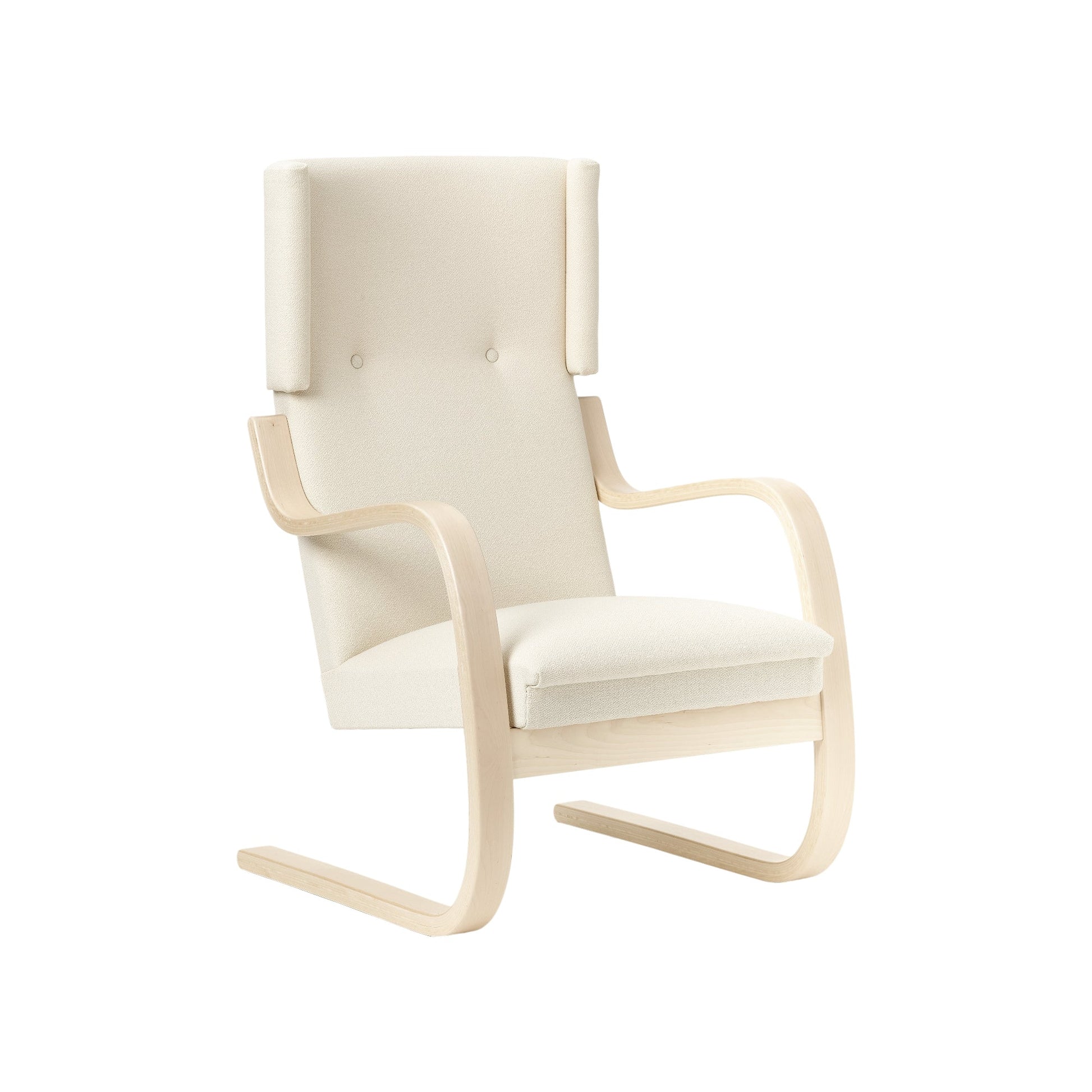 Artek Armchair 401 — birch/white Vidar Fabric