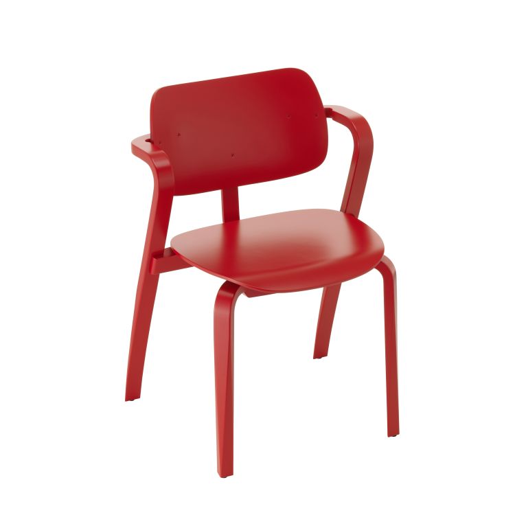 ASLAK - Stackable beech chair with armrests.