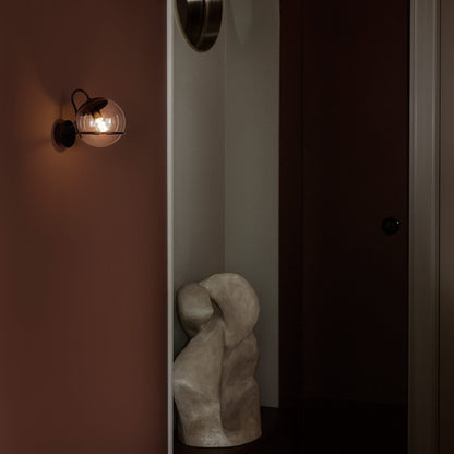 Wall Lamp Model 237/1 by Astep #1 Transparent Sphere (14cm Diameter) / Black Mount