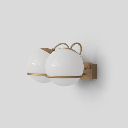 Wall Lamp Model 237/2 by Astep #2 Opaline Spheres (14cm Diameter) / Champagne Mount