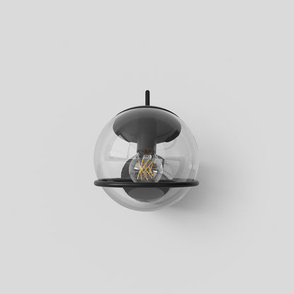 Wall Lamp Model 237/1 by Astep #1 Transparent Sphere (14cm Diameter) / Black Mount