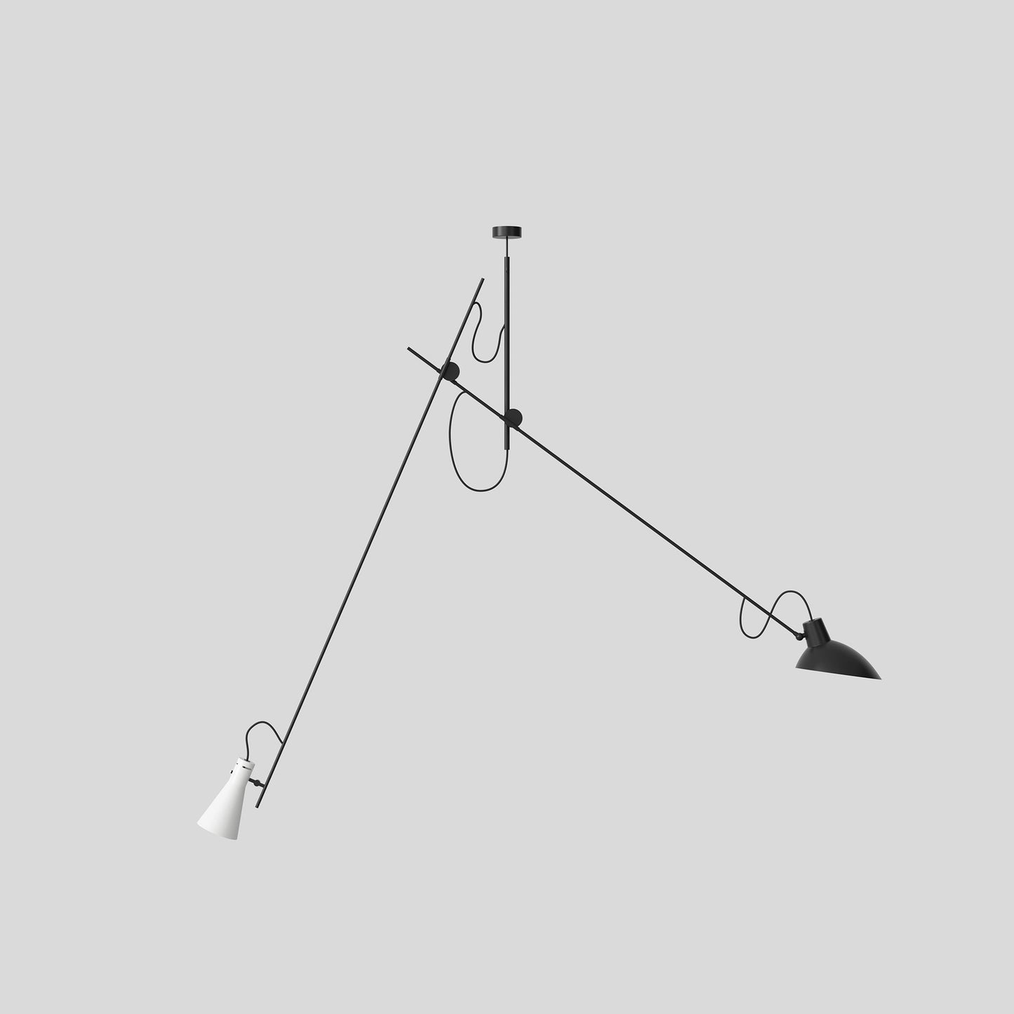 Suspension Lamp VV Cinquanta by Astep #Black Structure / White and Black Reflectors