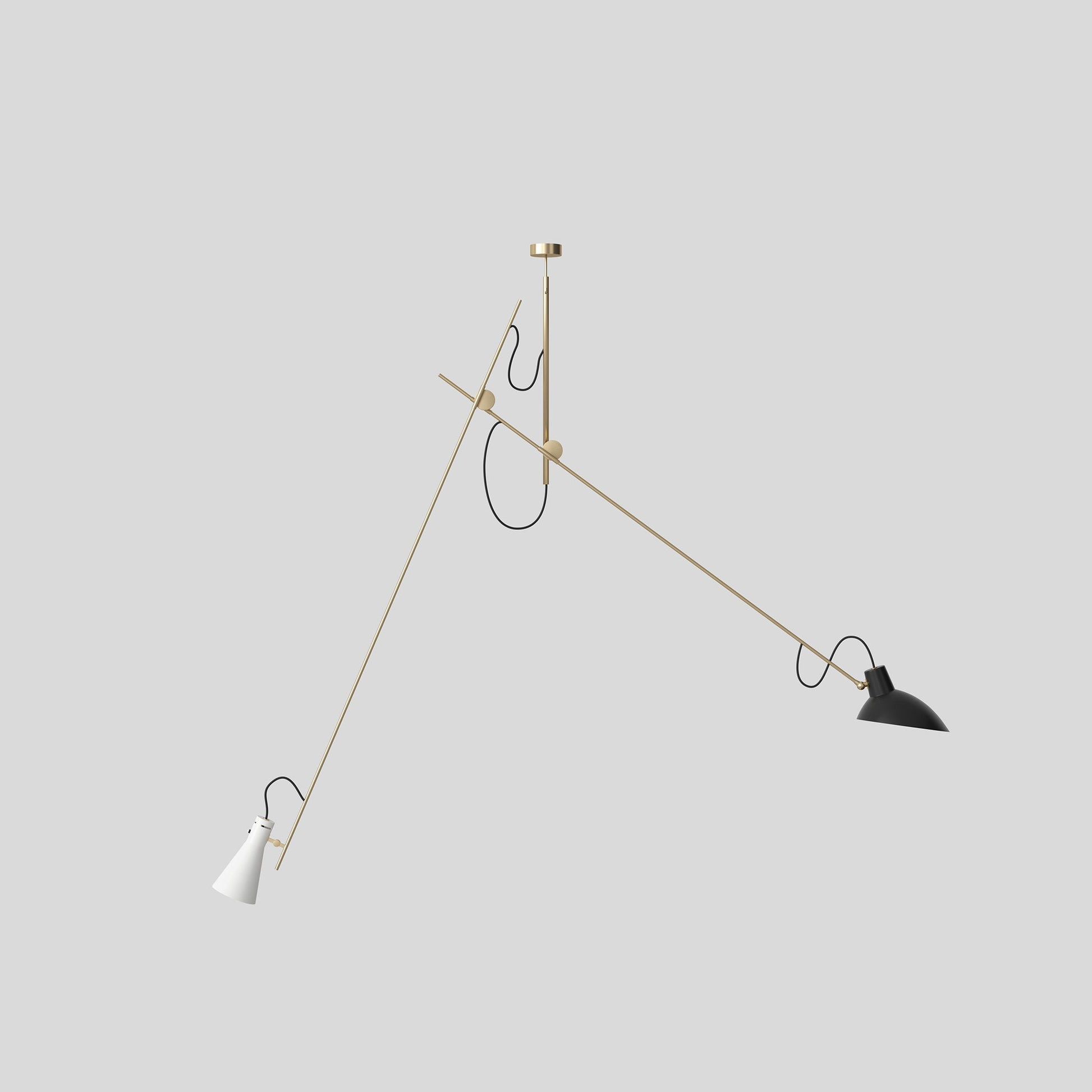 Suspension Lamp VV Cinquanta by Astep #Brass Structure / Black and White Reflectors