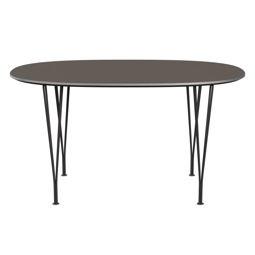 Superellipse™ - B611, Dining Table, 135 X 90 Cm (Table Height - 72 Cm) by Fritz Hansen #Fenix / Grey (718)/Brushed metal / Aluminium - Matt/Powder Coated Steel / Warm Graphite (180)