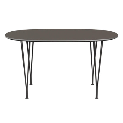 Superellipse™ - B611, Dining Table, 135 X 90 Cm (Table Height - 72 Cm) by Fritz Hansen #Fenix / Grey (718)/Brushed metal / Aluminium - Matt/Powder Coated Steel / Warm Graphite (180)