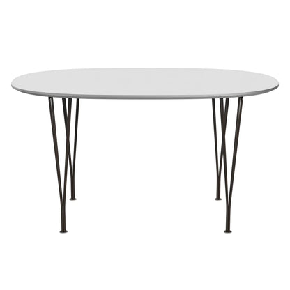 Superellipse™ - B611, Dining Table, 135 X 90 Cm (Table Height - 72 Cm) by Fritz Hansen #Fenix / White (032)/Brushed metal / Aluminium - Matt/Powder Coated Steel / Brown Bronze (390)