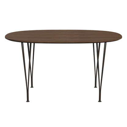 Superellipse™ - B611, Dining Table, 135 X 90 Cm (Table Height - 72 Cm) by Fritz Hansen #Clear Lacquered Veneer / Walnut (80)/Clear Lacquered Veneer / Walnut (80)/Powder Coated Steel / Brown Bronze (390)