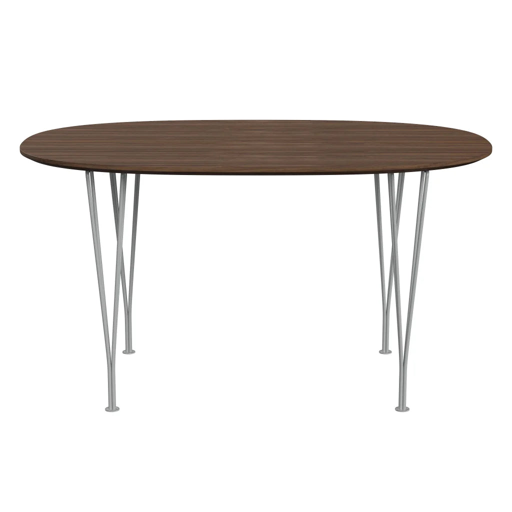Superellipse™ - B611, Dining Table, 135 X 90 Cm (Table Height - 72 Cm) by Fritz Hansen #Clear Lacquered Veneer / Walnut (80)/Clear Lacquered Veneer / Walnut (80)/Powder Coated Steel / Nine Grey (150)