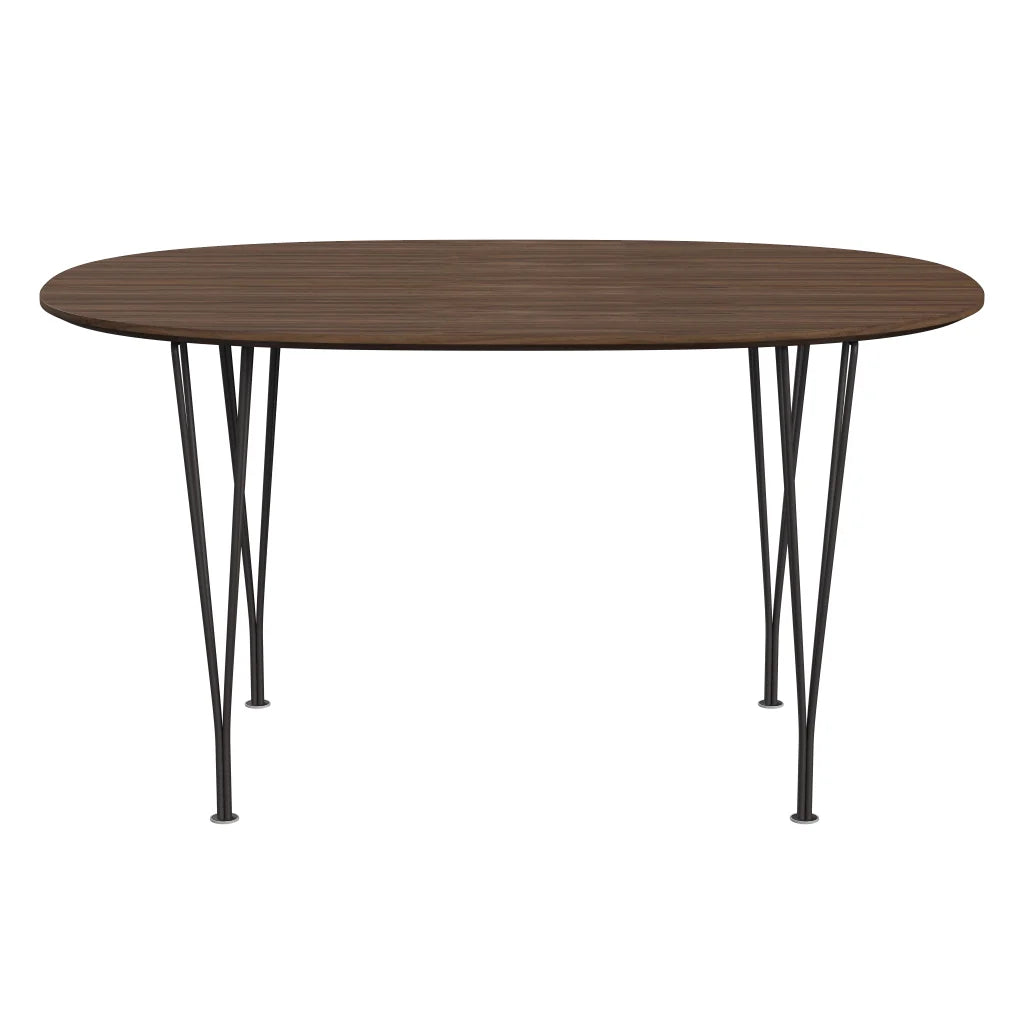 Superellipse™ - B611, Dining Table, 135 X 90 Cm (Table Height - 72 Cm) by Fritz Hansen #Clear Lacquered Veneer / Walnut (80)/Clear Lacquered Veneer / Walnut (80)/Powder Coated Steel / Warm Graphite (180)
