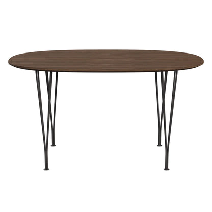 Superellipse™ - B611, Dining Table, 135 X 90 Cm (Table Height - 72 Cm) by Fritz Hansen #Clear Lacquered Veneer / Walnut (80)/Clear Lacquered Veneer / Walnut (80)/Powder Coated Steel / Warm Graphite (180)