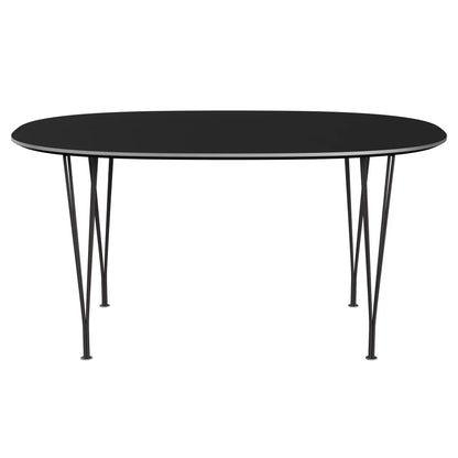 Superellipse™ - B612, Dining Table, 150 X 100 Cm (Table Height - 72 Cm) by Fritz Hansen #Fenix / Black (720)/Brushed metal / Aluminium - Matt/Powder Coated Steel / Warm Graphite (180)