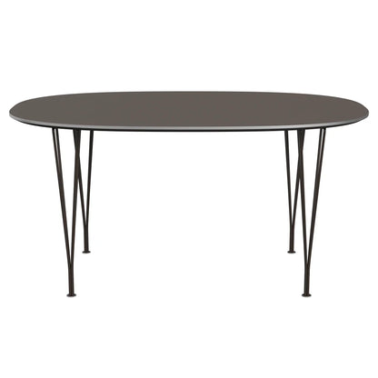 Superellipse™ - B612, Dining Table, 150 X 100 Cm (Table Height - 72 Cm) by Fritz Hansen #Fenix / Grey (718)/Brushed metal / Aluminium - Matt/Powder Coated Steel / Brown Bronze (390)