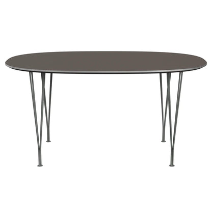 Superellipse™ - B612, Dining Table, 150 X 100 Cm (Table Height - 72 Cm) by Fritz Hansen #Fenix / Grey (718)/Brushed metal / Aluminium - Matt/Powder Coated Steel / Silver Grey (170)