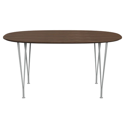 Superellipse™ - B612, Dining Table, 150 X 100 Cm (Table Height - 72 Cm) by Fritz Hansen #Clear Lacquered Veneer / Walnut (80)/Clear Lacquered Veneer / Walnut (80)/Powder Coated Steel / Nine Grey (150)