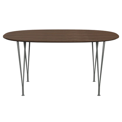 Superellipse™ - B612, Dining Table, 150 X 100 Cm (Table Height - 72 Cm) by Fritz Hansen #Clear Lacquered Veneer / Walnut (80)/Clear Lacquered Veneer / Walnut (80)/Powder Coated Steel / Silver Grey (170)