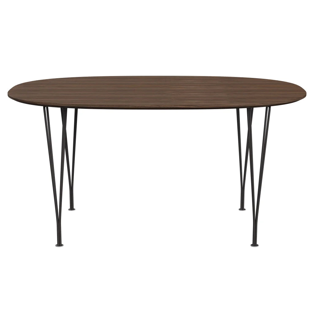 Superellipse™ - B612, Dining Table, 150 X 100 Cm (Table Height - 72 Cm) by Fritz Hansen #Clear Lacquered Veneer / Walnut (80)/Clear Lacquered Veneer / Walnut (80)/Powder Coated Steel / Warm Graphite (180)