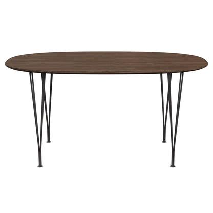 Superellipse™ - B612, Dining Table, 150 X 100 Cm (Table Height - 72 Cm) by Fritz Hansen #Clear Lacquered Veneer / Walnut (80)/Clear Lacquered Veneer / Walnut (80)/Powder Coated Steel / Warm Graphite (180)
