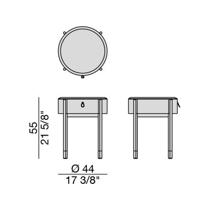 BAYUS TONDO 44 - Round walnut bedside table.