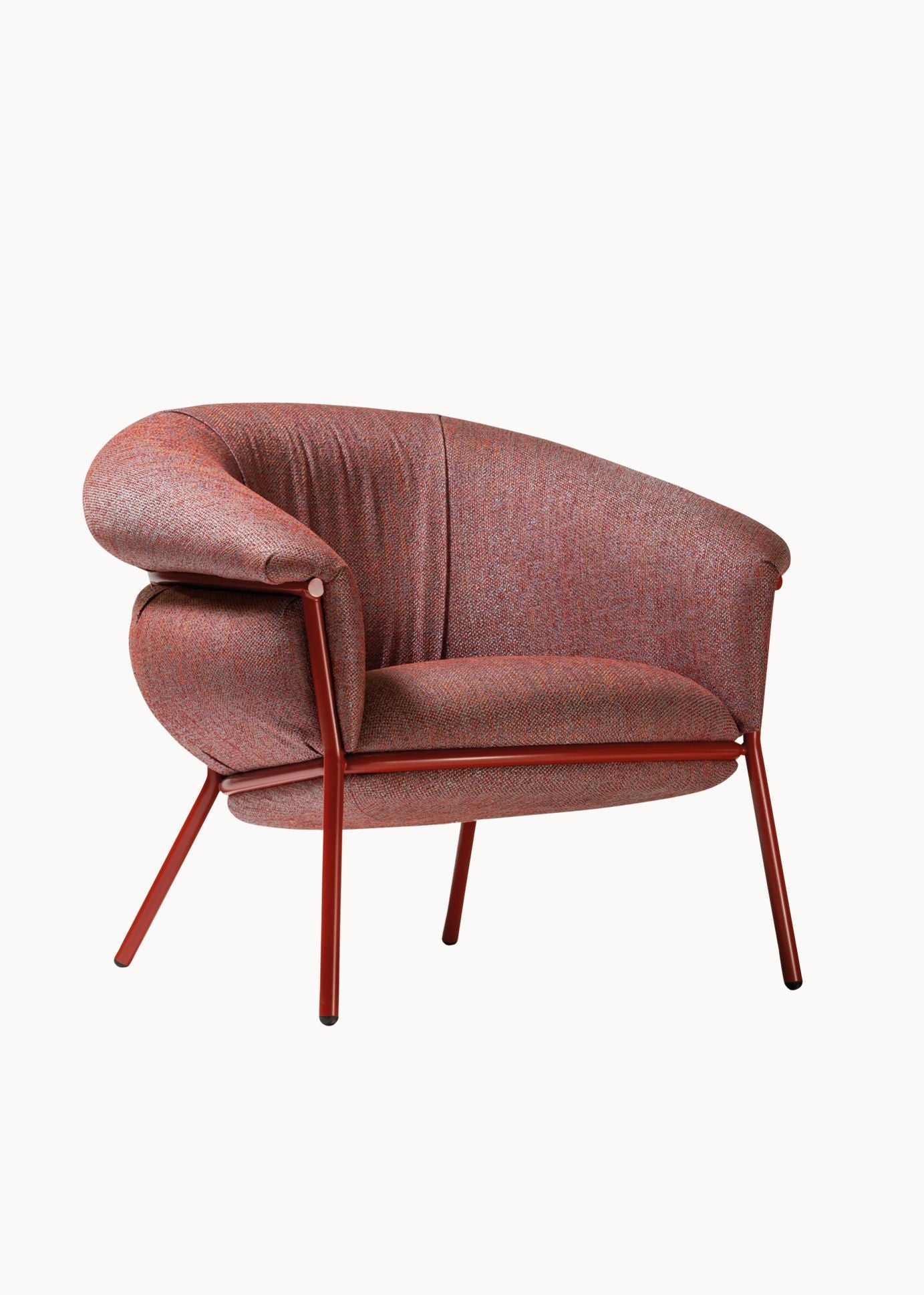GRASSO - Upholstered armchair (Structure Color - Red RAL 3013) by BD Barcelona Design