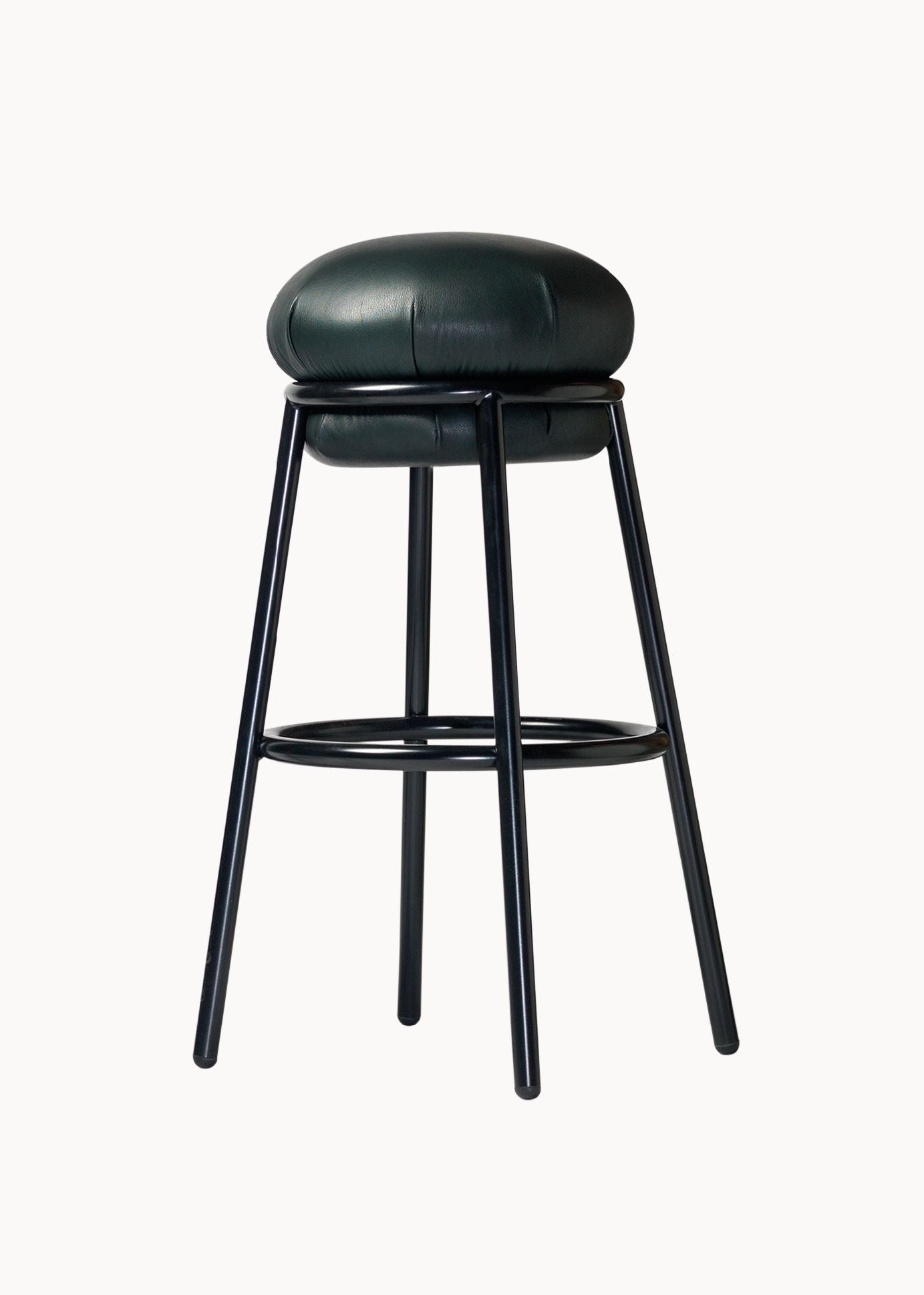 GRASSO - Upholstered Stool (Height - H80 cm / Structure Color - Black RAL 9011)