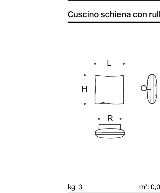 Pixel Back cushion with roll 12 - 66x66 - Technical Drawing