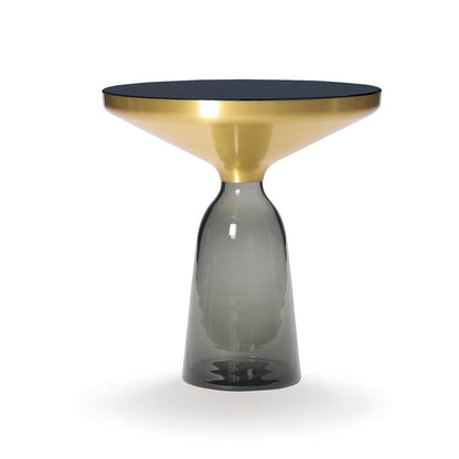 BELL SIDE TABLE BRASS - Round brass and glass side table.