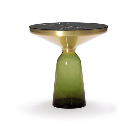 BELL SIDE TABLE BRASS - Round brass and glass side table.