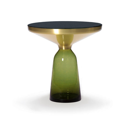 BELL SIDE TABLE BRASS - Round brass and glass side table.