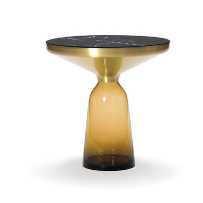 BELL SIDE TABLE BRASS - Round brass and glass side table.