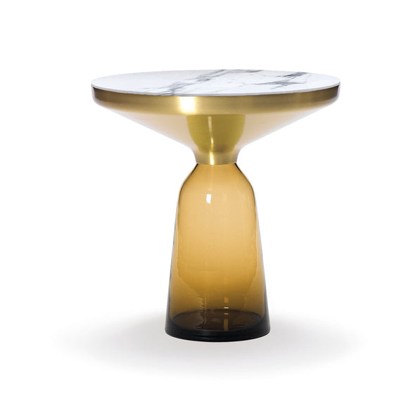 BELL SIDE TABLE BRASS - Round brass and glass side table.
