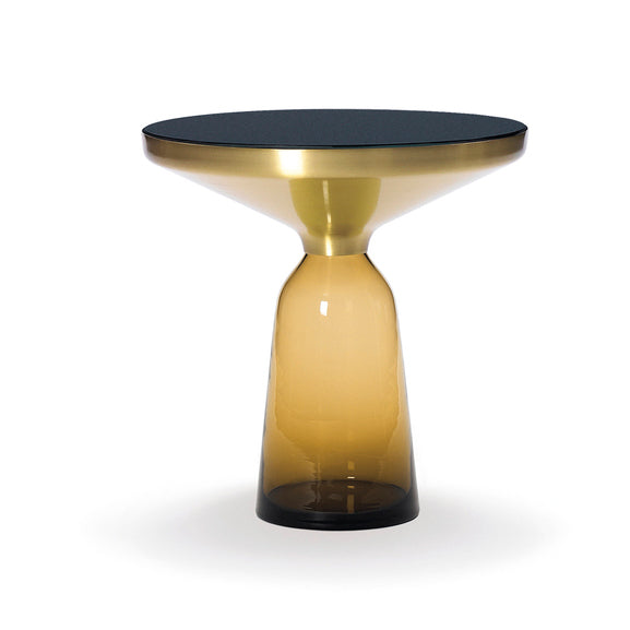 BELL SIDE TABLE BRASS - Round brass and glass side table.