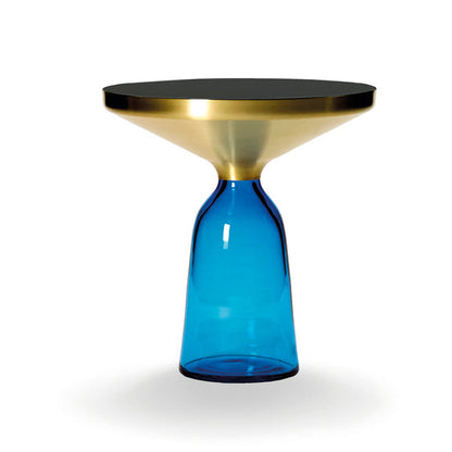 BELL SIDE TABLE BRASS - Round brass and glass side table.