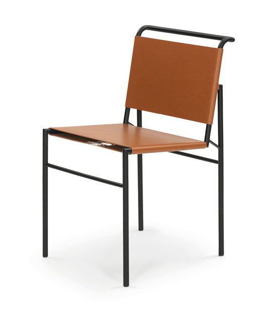 ROQUEBRUNE - Tanned leather chair with steel structure (Request Info).