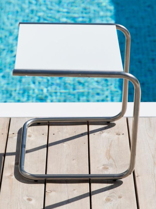 Club Outdoor sidetable, chrome - white