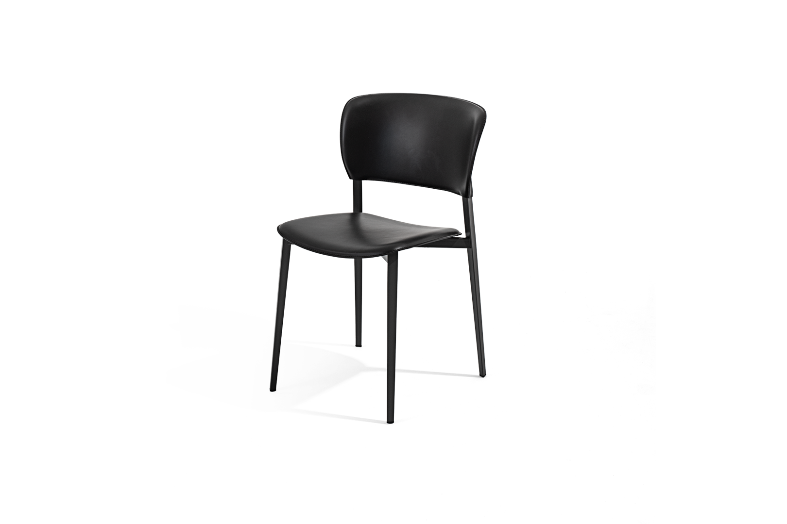 PLY - Upholstered open back tanned leather chair.