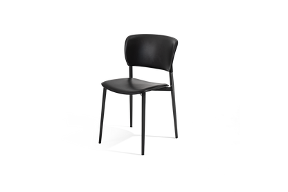PLY - Upholstered open back tanned leather chair.