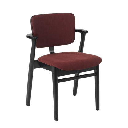 Artek Domus Chair, seat and back upholstered — black stained/Hola 03/piping Black